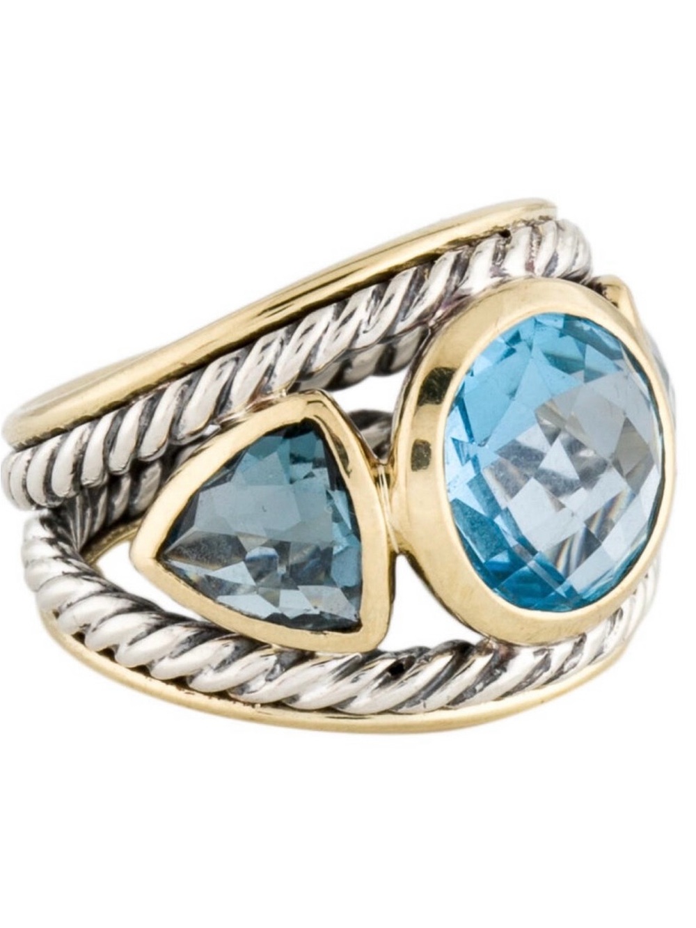 DAVID YURMAN Triple Topaz Reinaissance RING. BARELY WORN. SIZE 6.5/7.